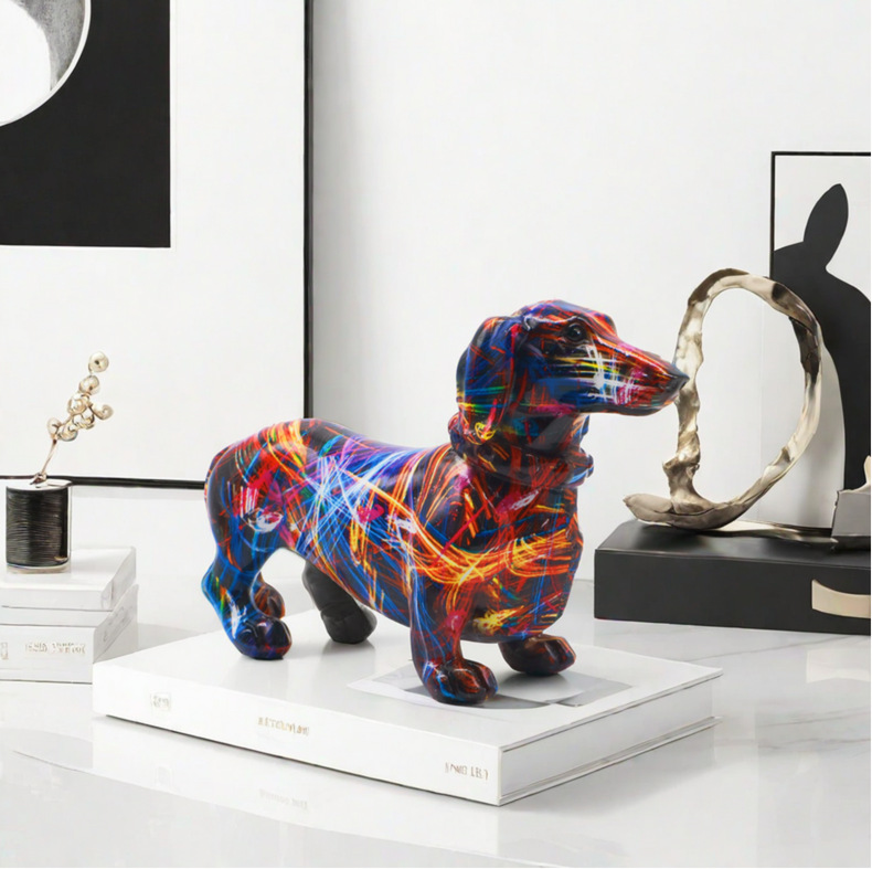 樹脂製落書き風犬像 モダンな家の装飾 動物彫刻 アクションフ - Home Decor Resin のレビューと価格