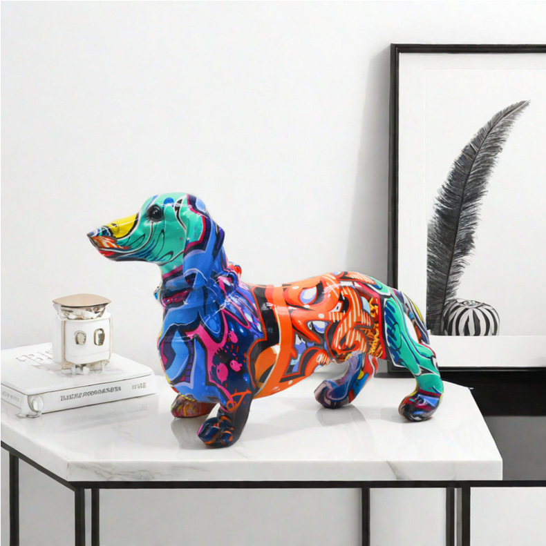 樹脂製落書き風犬像 モダンな家の装飾 動物彫刻 アクションフ - Home Decor Resin のレビューと価格