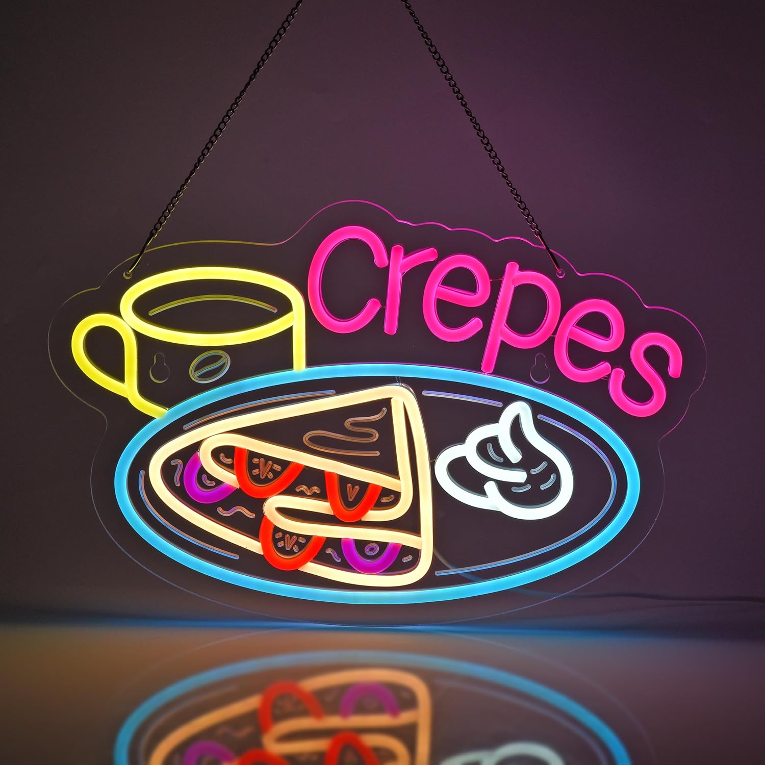 クレープネオンサイン USB電源 LED調光式ネオンライト  - Home Decor Nearby のレビューと価格