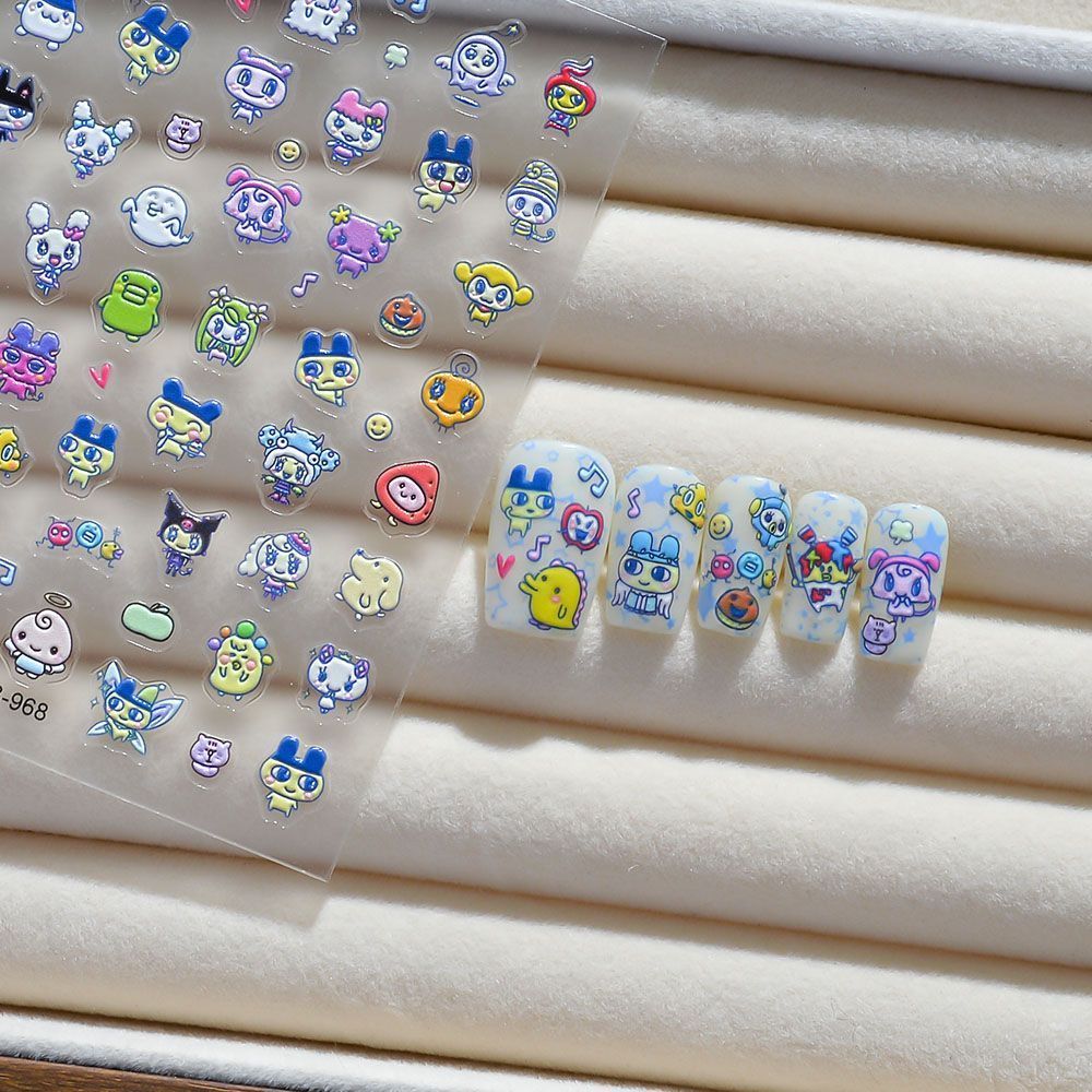 たまごっち風3Dエンボス加工ネイルアートステッカー キャラク - Home Decor Unique Items のレビューと価格
