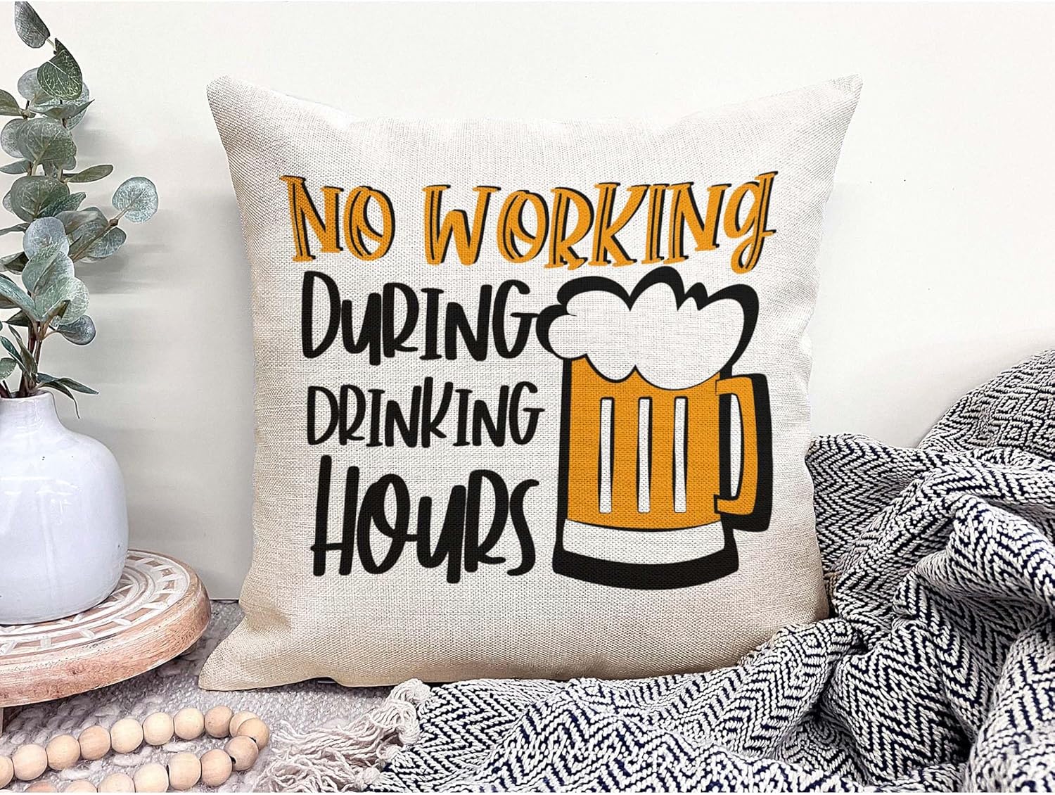 面白いビール枕カバー、飲酒時間以外は仕事ができないクッション - Home Decor Quotes Ideas のレビューと価格