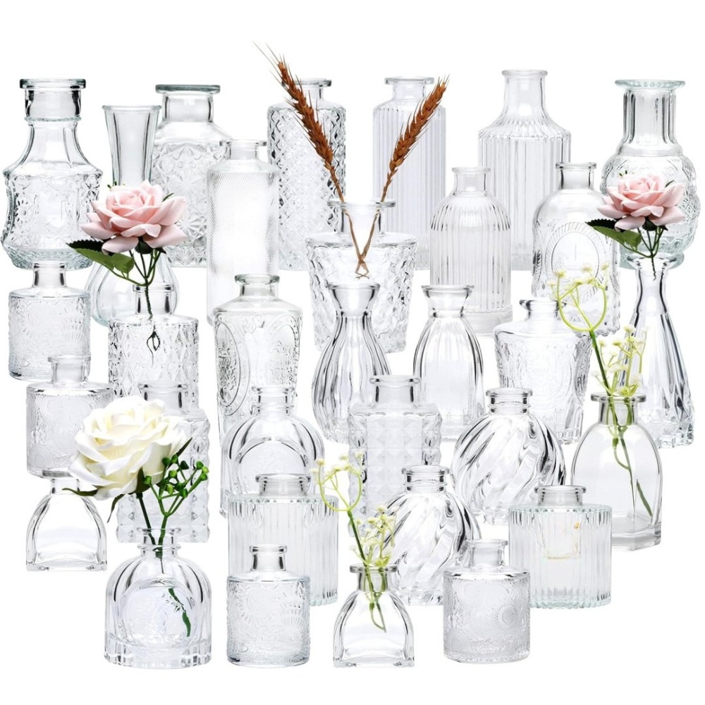 10 個フランスのレトロなレリーフミニガラス花瓶シンプルなデ - Terrarium Glass Bottle のレビューと価格