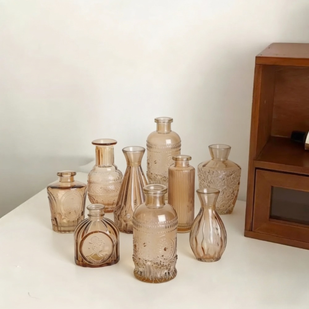 10 個フランスのレトロなレリーフミニガラス花瓶シンプルなデ - Terrarium Glass Bottle のレビューと価格