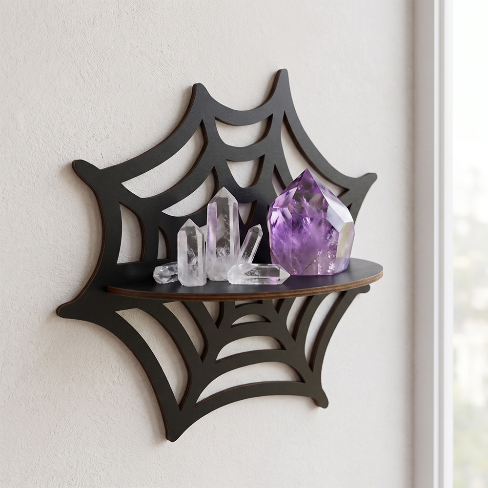 ハロウィンウォールシェルフ木製ゴーストバットスパイダーウェブ - Floating Shelves のレビューと価格