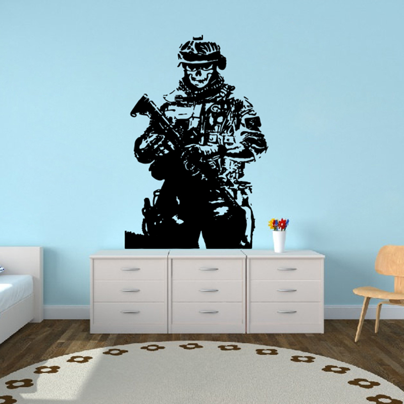 ソルダースナイパースススカルウォールウォールステッカー遊び場 - Home Decor Y2K のレビューと価格