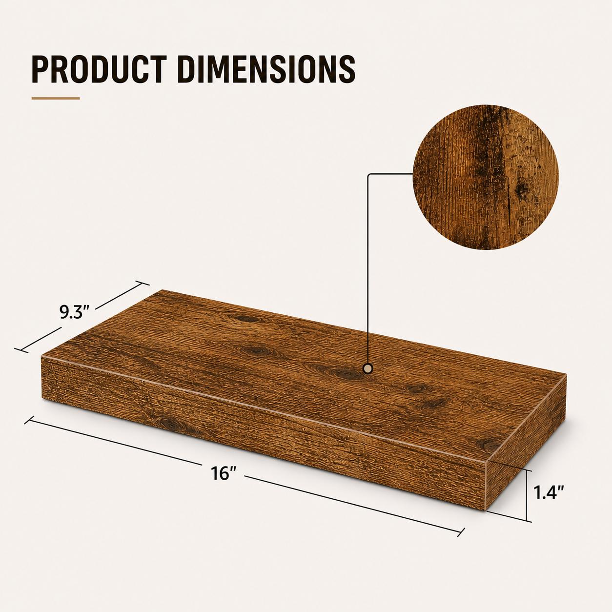 2個セット 素朴な木製フローティングシェルフ 壁掛け収納ラッ - Floating Shelves のレビューと価格