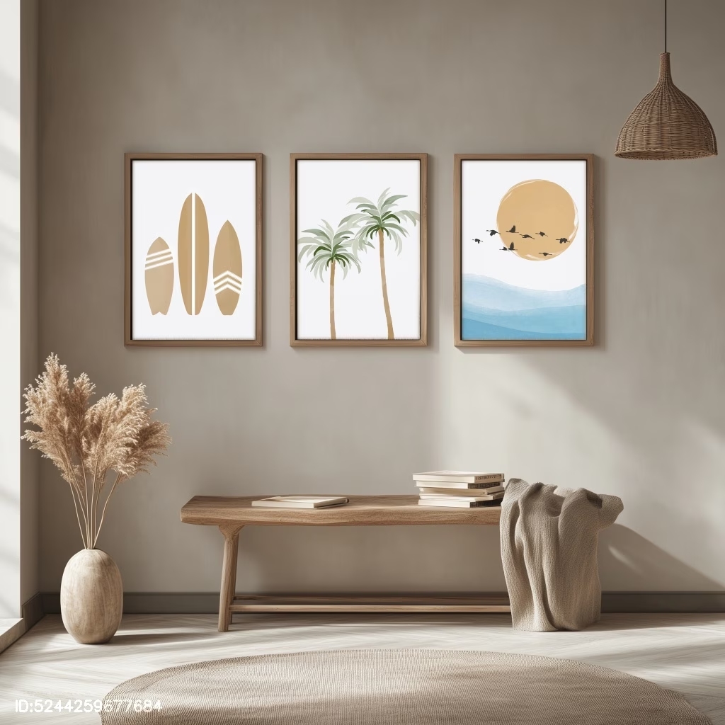 3ピースモダンボヘミアンスタイルの鳥、太陽、ヤシの木、サーフ - Home Decor Tree のレビューと価格