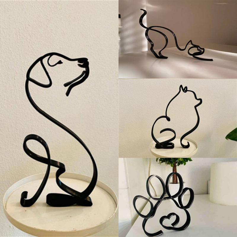 犬アート彫刻金属犬抽象ミニマリストアート鉄置物オフィスデスク - Home Decor Y2K のレビューと価格