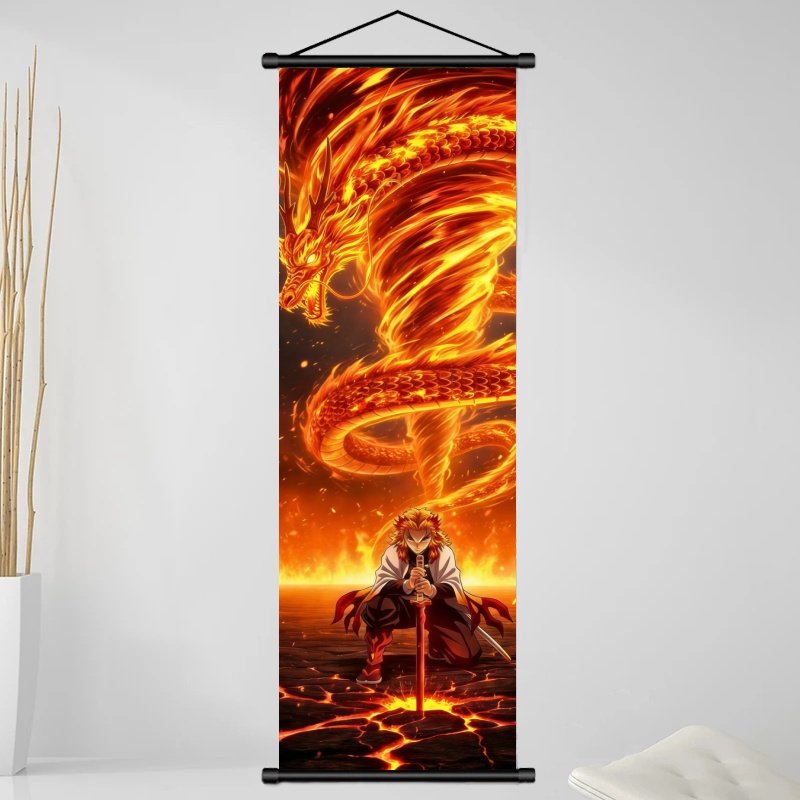 鬼滅の刃 煉獄杏寿郎 HDプリントアニメ生地ウォールアートス - Home Decor Deals のレビューと価格