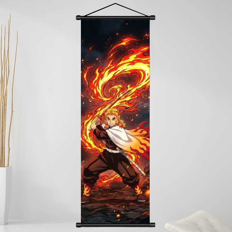 鬼滅の刃 煉獄杏寿郎 HDプリントアニメ生地ウォールアートス - Home Decor Deals のレビューと価格