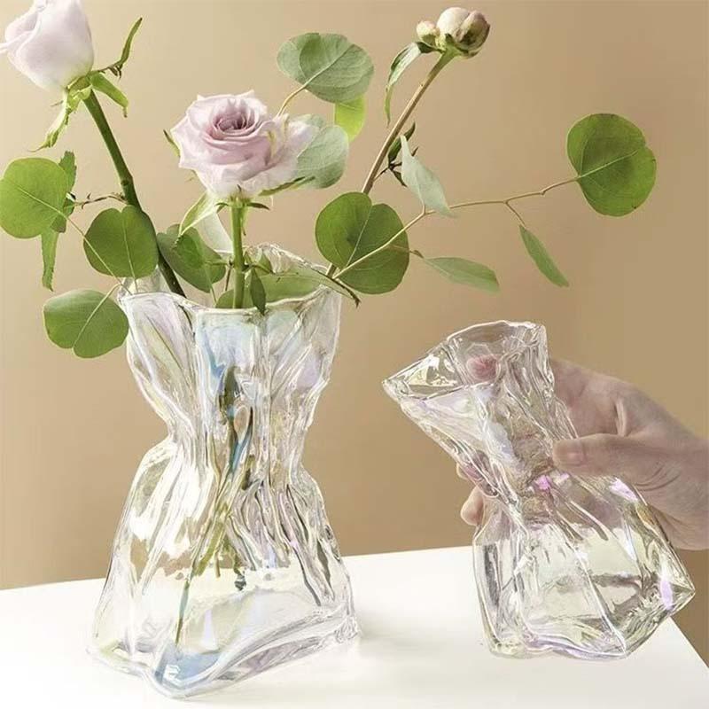クリエイティブ折りたたみマネーバッグ透明ガラス花瓶ビッグフラ - Terrarium Glass Bottle のレビューと価格
