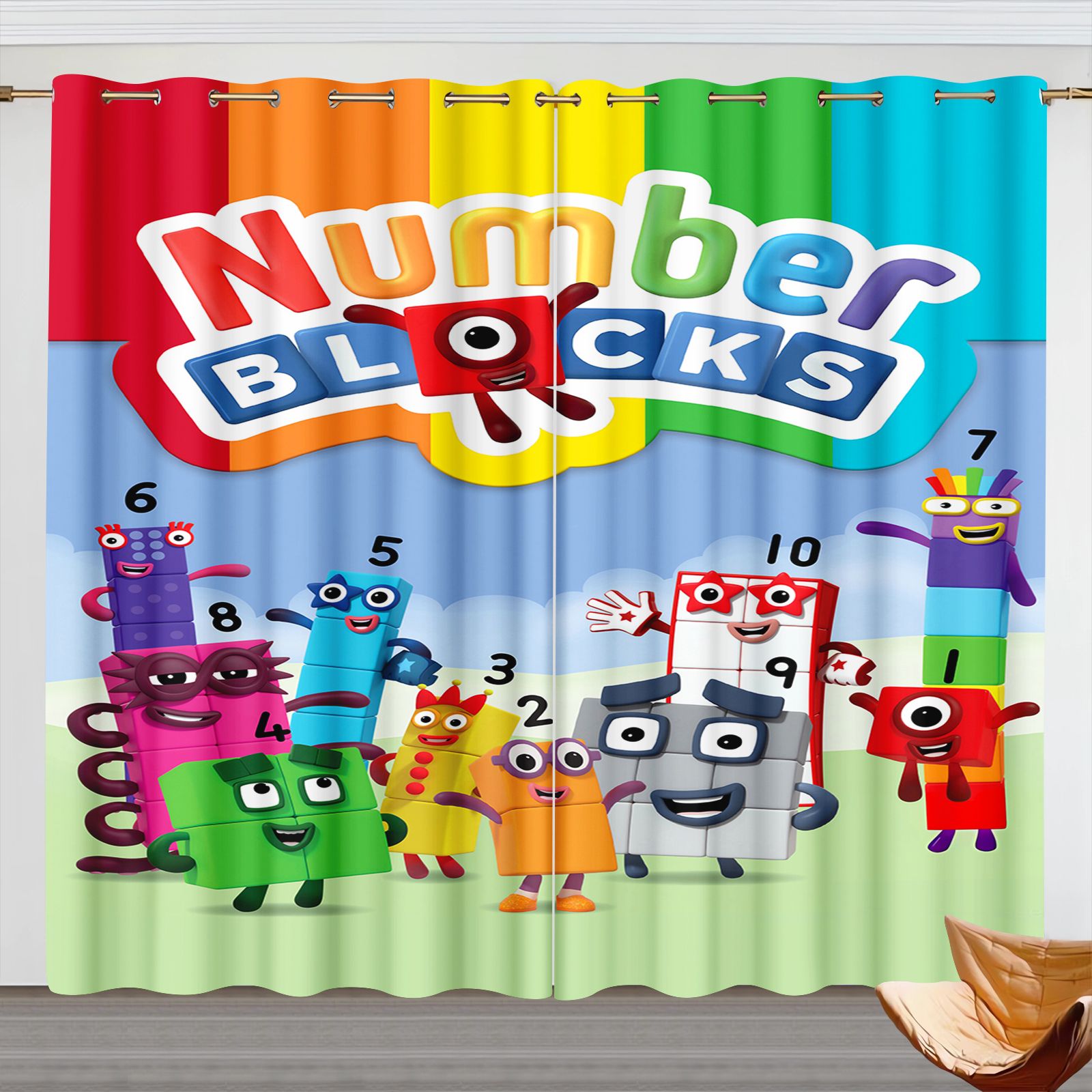 ナンバーブロック漫画カーテン、子供部屋遮光カーテン、3Dデジ - Home Decor Curtain のレビューと価格
