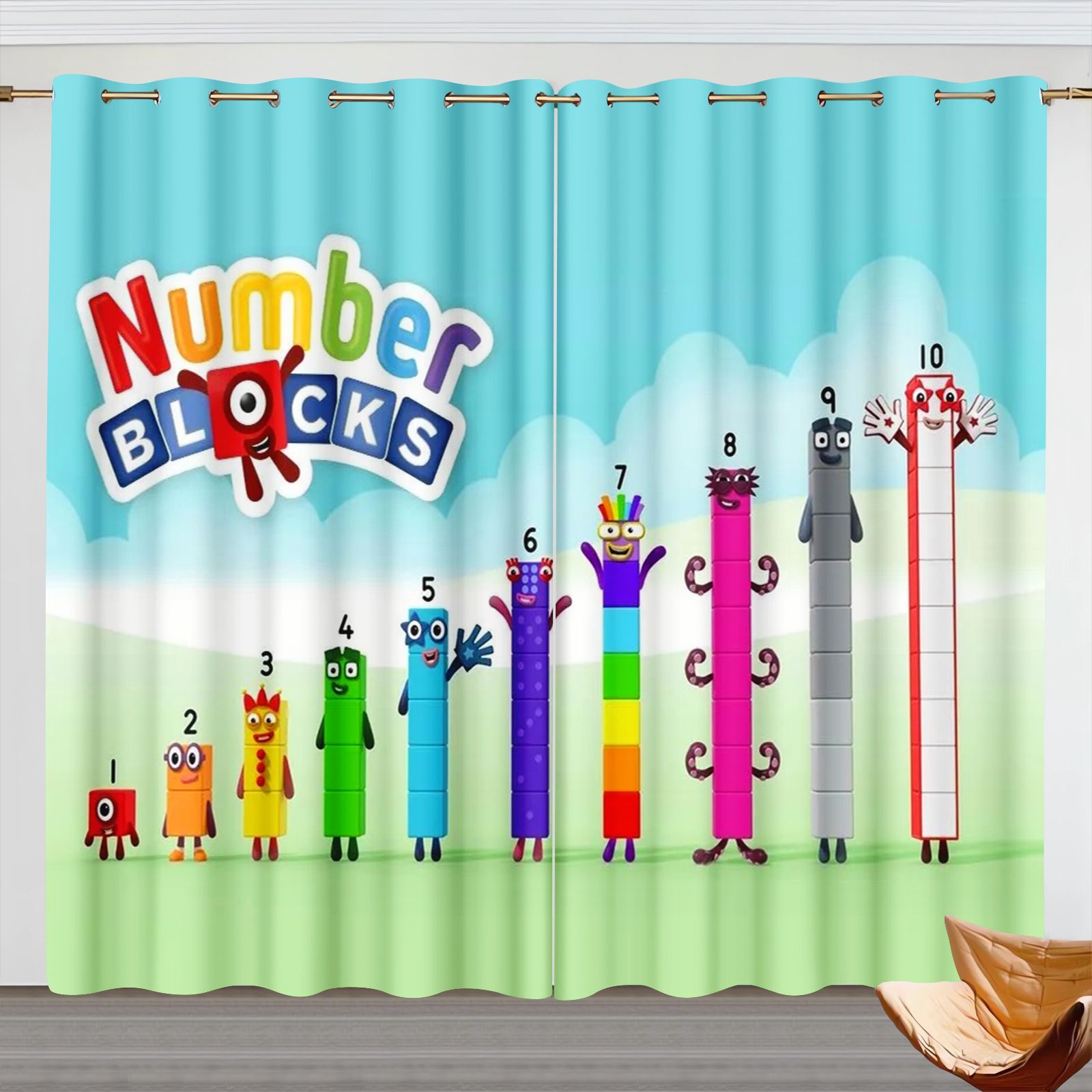 ナンバーブロック漫画カーテン、子供部屋遮光カーテン、3Dデジ - Home Decor Curtain のレビューと価格