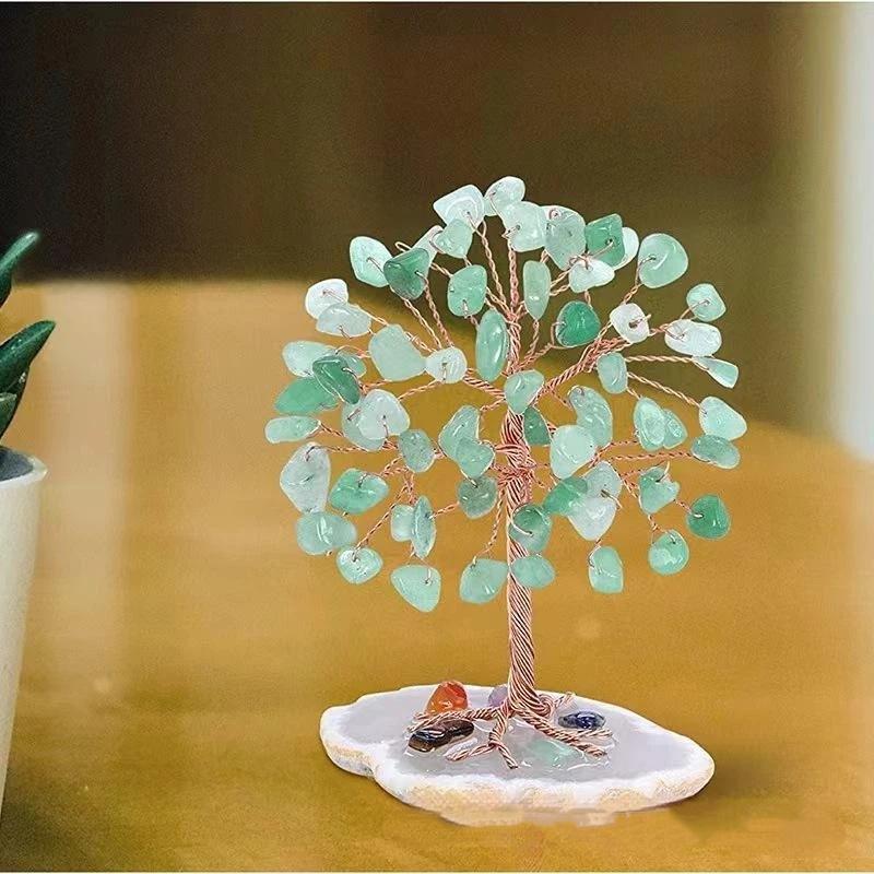 超小型クリスタルマネーツリー 銅線巻き瑪瑙スライスベース付き - Home Decor Tree のレビューと価格