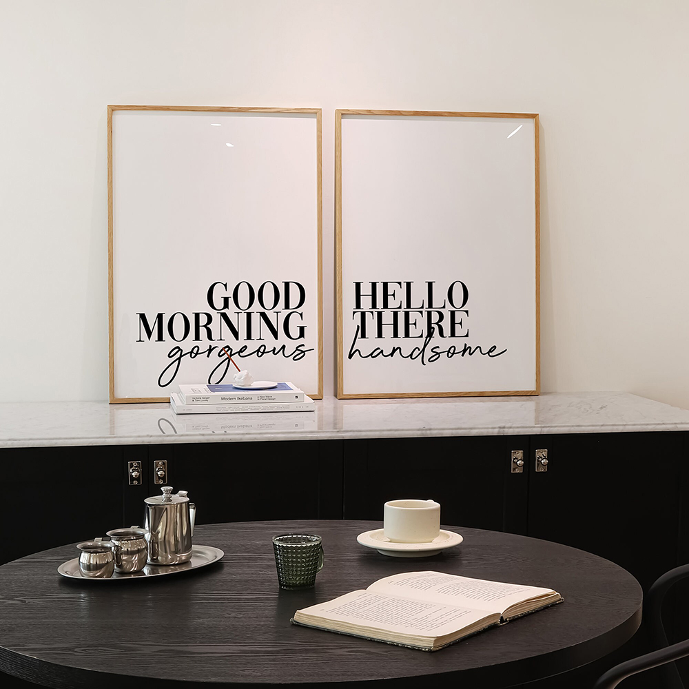 ポスターとプリントの良い朝の引用、キャンバスの絵画、カップル - Home Decor Quotes Ideas のレビューと価格
