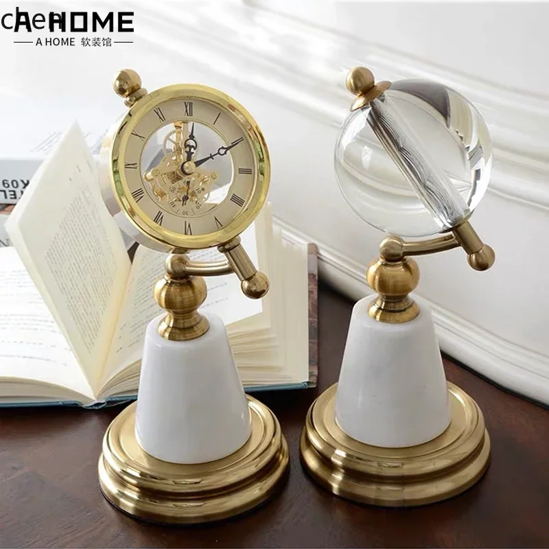 D3L19- 大理石の置時計飾りモデルルームクリスタルグロー - Home Decor Resin のレビューと価格