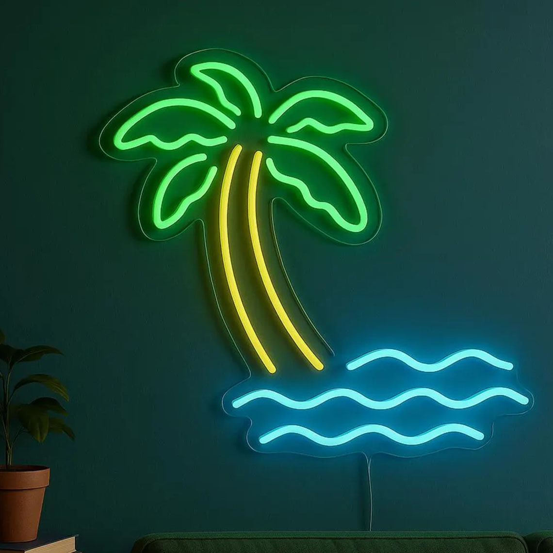 ヤシの木ネオンサイン トロピカルビーチビュー風景ネオン ハワ - Home Decor Tree のレビューと価格