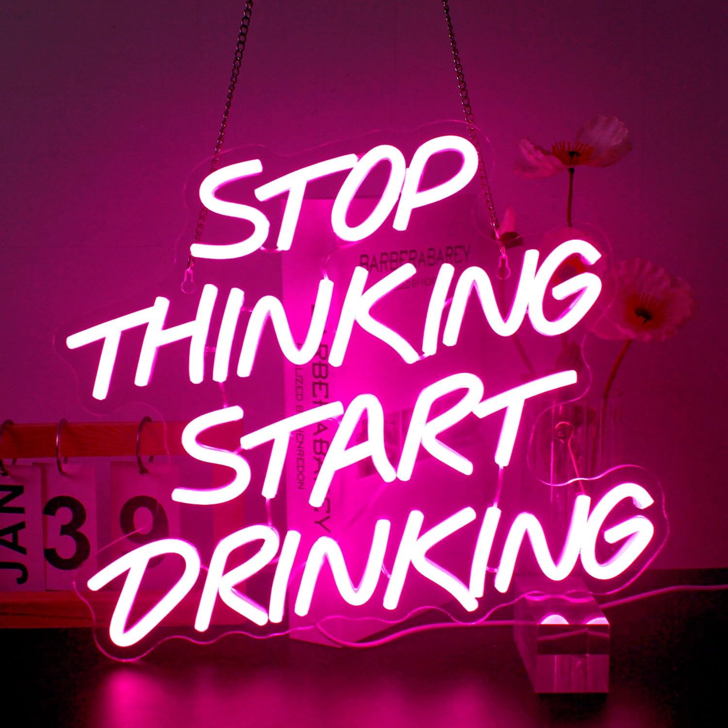 考えることをやめて飲み物を飲もう ユーモアのあるネオンサイン - Home Decor Quotes Ideas のレビューと価格