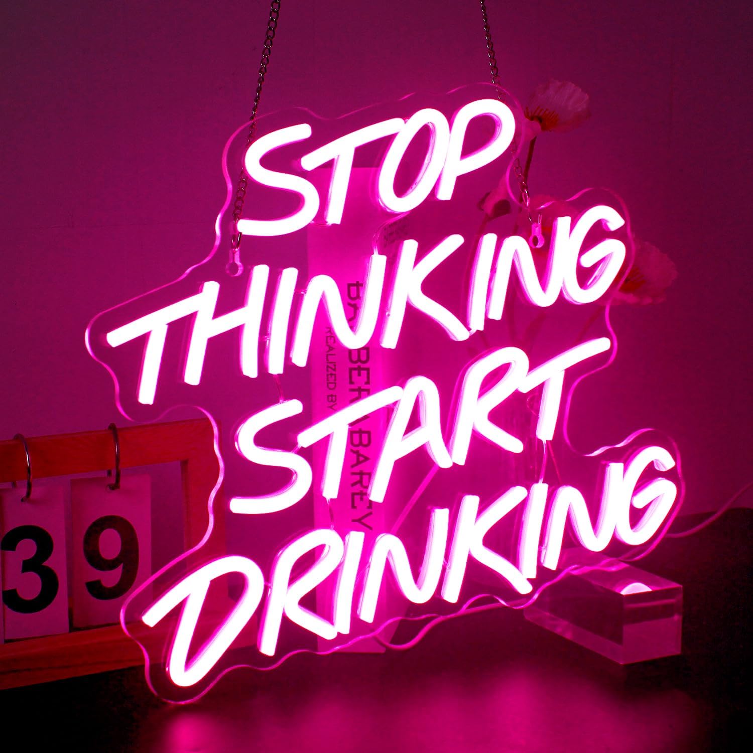 考えることをやめて飲み物を飲もう ユーモアのあるネオンサイン - Home Decor Quotes Ideas のレビューと価格