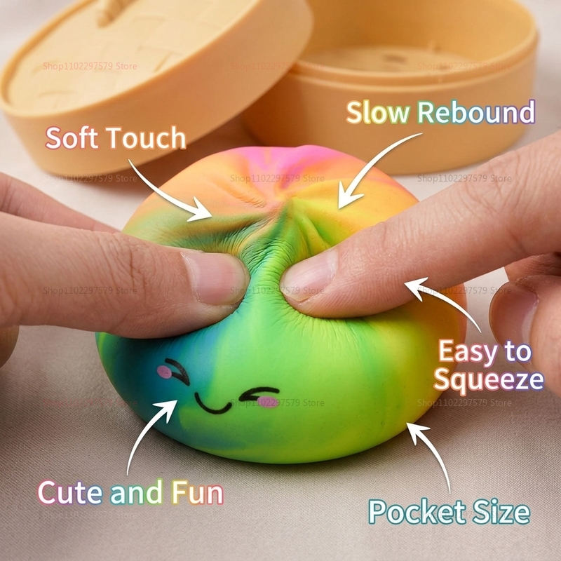 新しいレインボーおもちゃ、蒸し器ボックス付きスクイーズドウス - Home Decor Unique Items のレビューと価格