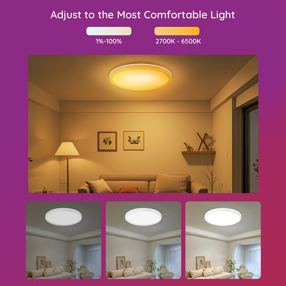 超薄型 LED スマート天井ランプ 24 ワット RGB + - Home Decor Free App のレビューと価格