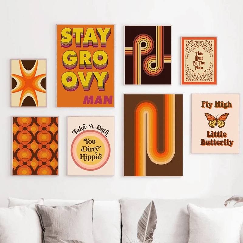 レトロ70年代ヒッピーアートプリント ヴィンテージフラワーブ - Home Decor Hippie のレビューと価格